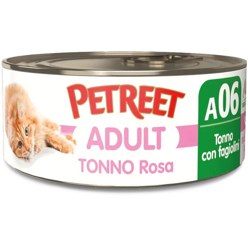 Petreet Tonno Rosa Con Fagiolini Cibo Umido Per Gatto Adulto Barattolo 70g-1