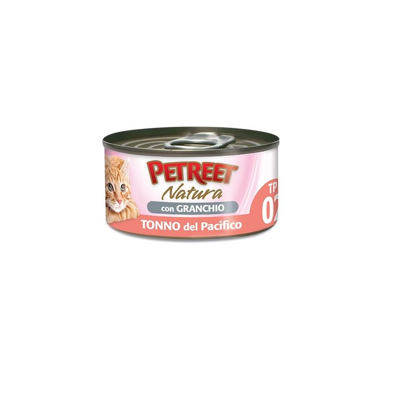 Petreet Natura Tonno del Pacifico con Granchio alimento umido per gatti adulti 70g-1