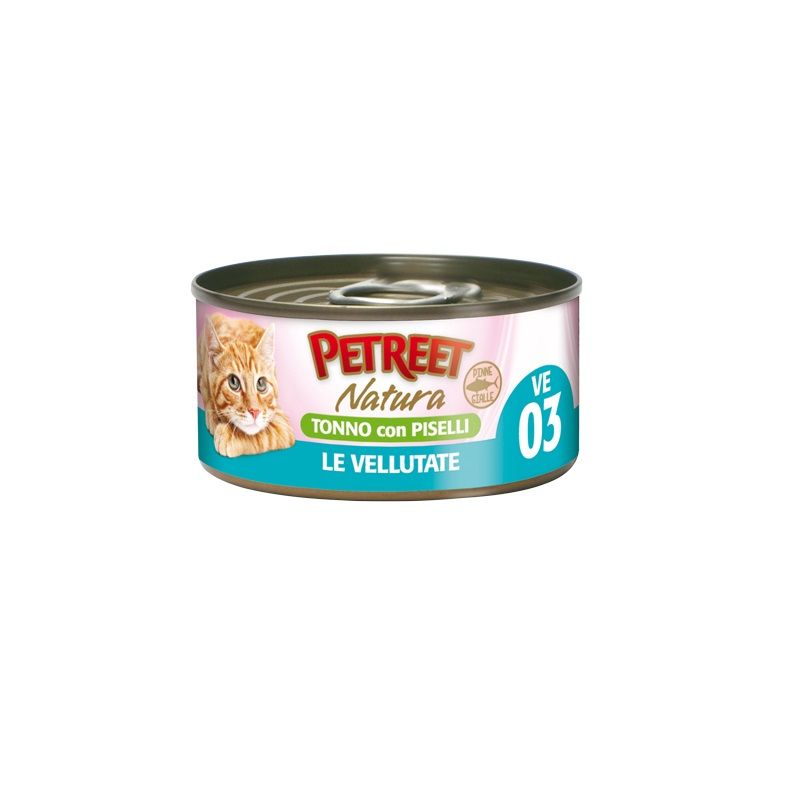 Petreet Natura Le Vellutate Tonno con Piselli alimento umido per gatti adulti 70g-1