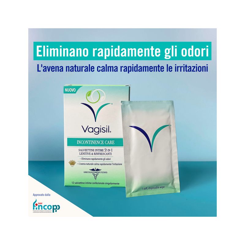 Vagisil Incontinence Care salviettine intime 2in1 lenitive e rinfrescanti 12 pezzi-2