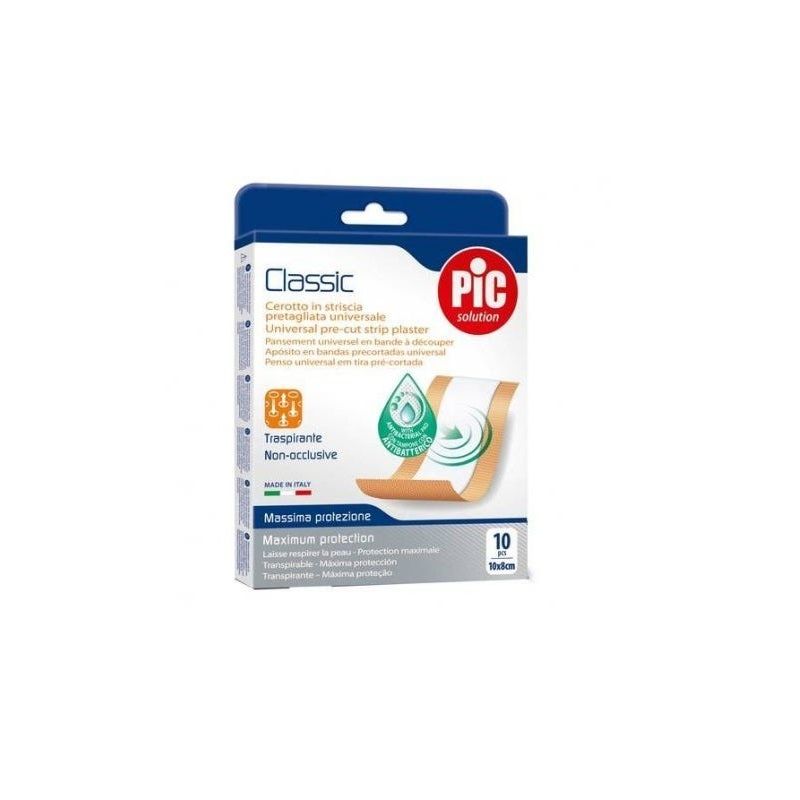 Pic Classic Cerotto Striscia 10x8cm Antibatterico 10 Pezzi-1
