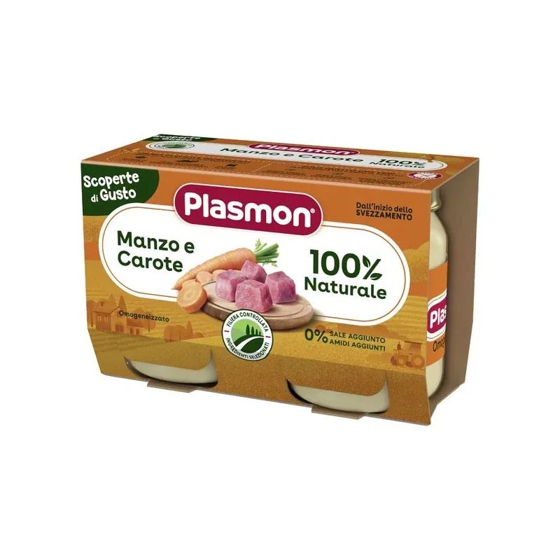 Plasmon Scoperte di Gusto omogeneizzato manzo e carote 6 mesi+ 2x120g-1