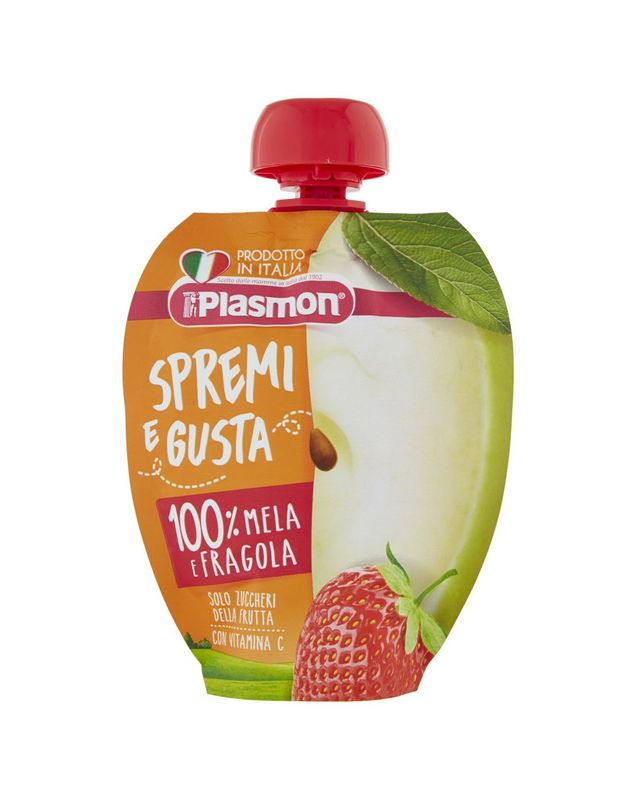 Plasmon spremi e gusta mela e fragola in morbida purea dal 6° mese 1x100g-0