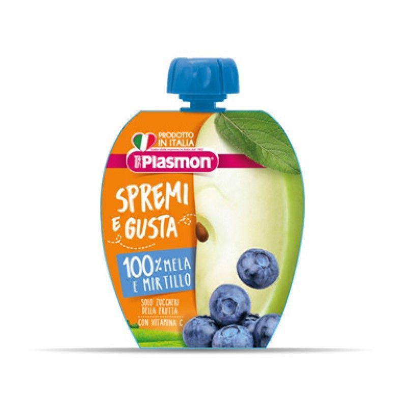 Plasmon spremi e gusta mela e mirtillo in morbida purea dal 4° mese 1x100g-1