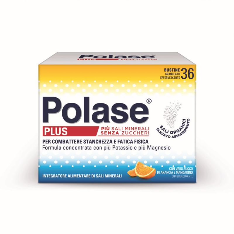 Polase Plus Più Magnesio Potassio Integratore Alimentare Sali Minerali Arancia/Mandarino 36 Bustine-1