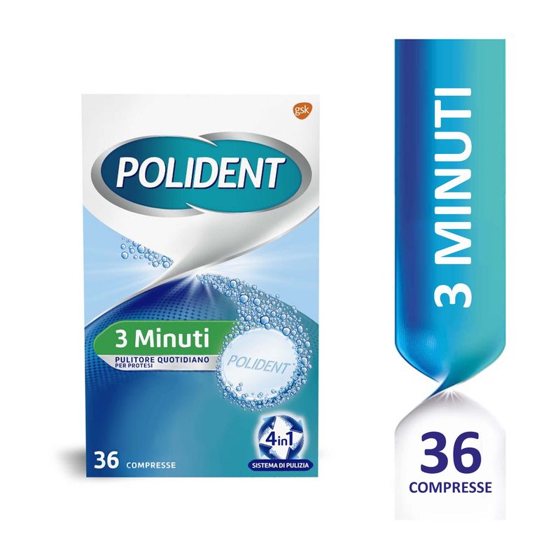 Polident 3 minuti Pulitore Protesi Dentale Quotidiano 66 Compresse-2