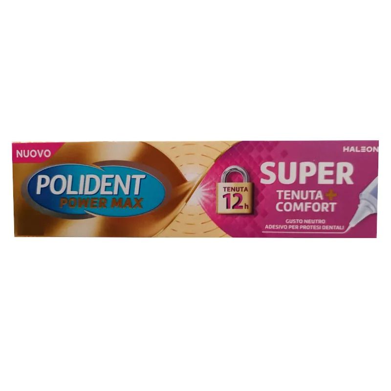 Polident Super Tenuta + Comfort Adesivo Per Protesi Dentale Tenuta Giornaliera Gusto Neutro 40g-1