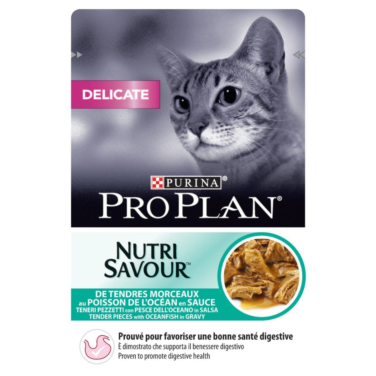 Purina Pro Plan Nutri Savour Delicate Gatto Pezzetti Pesce Oceanico In Salsa Bustina 85g-1