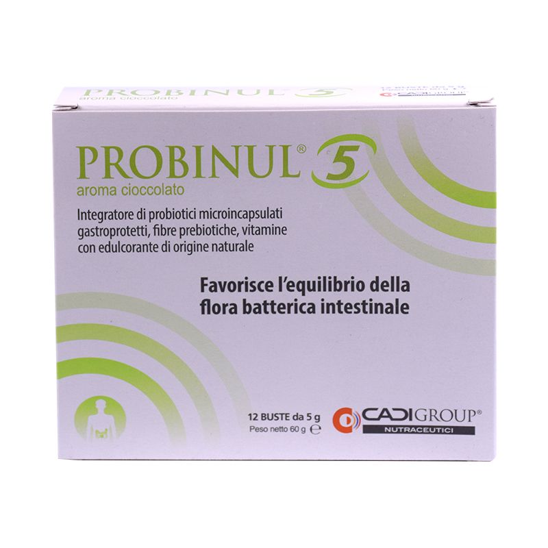 Probinul 5 favorisce l'equilibrio della flora batterica intestinale 12 buste aroma cioccolato-1