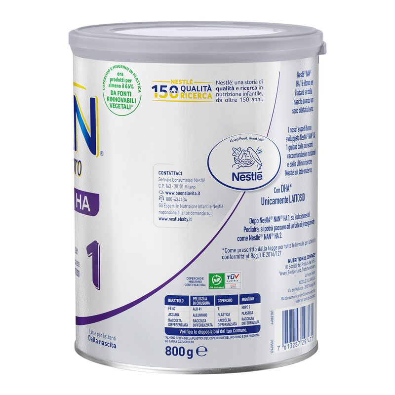 Nestlé Nan Ha 1 Latte Per Lattanti in Polvere Dalla Nascita Latta 800g-3