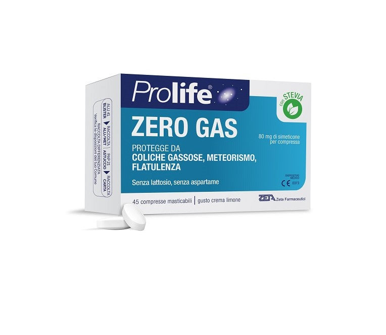 Prolife Zero Gas con Stevia protegge da meteorismo e flatulenza 45 compresse masticabili-2