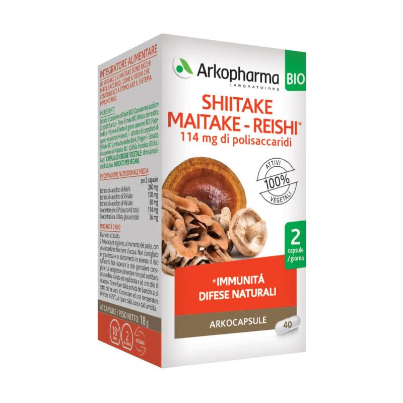 Arkopharma Arkocapsule Shiitake Maitake e Reishi Bio 40 capsule-1