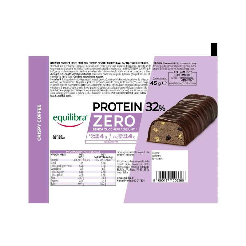 Equilibra Protein 32% Zero Crispy Coffee 1 Barretta Da 45g-2