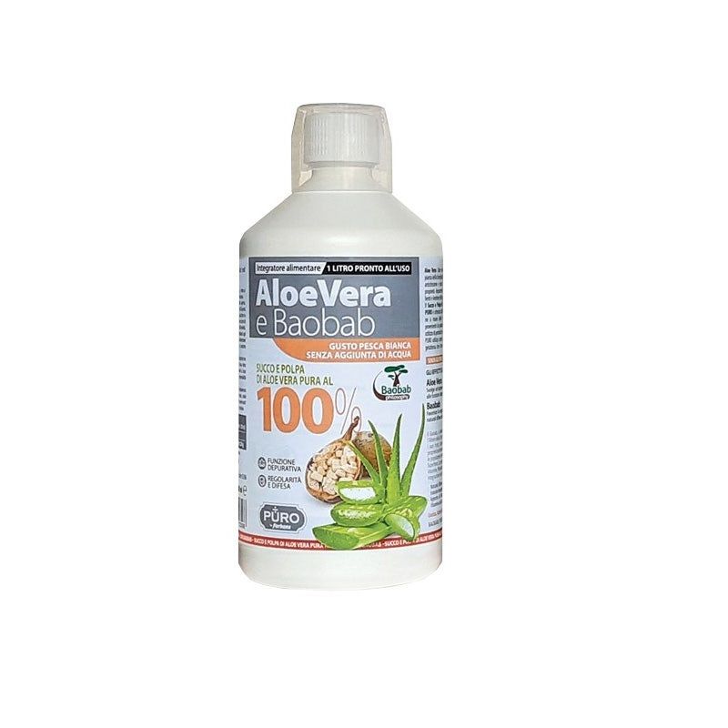 Forhans Puro AloeVera e Baobab Succo E Polpa 100% gusto pesca bianca 1L-1