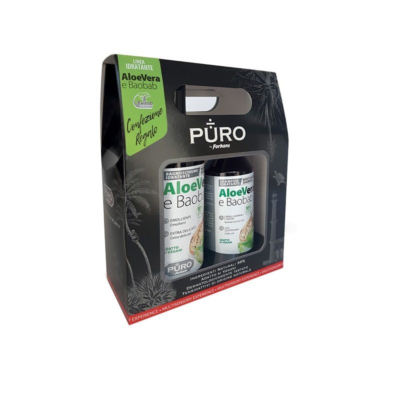Forhans Puro Gift Collection AloeVera e Baobab Bio shampoo 250ml + bagnoschiuma 500ml-1