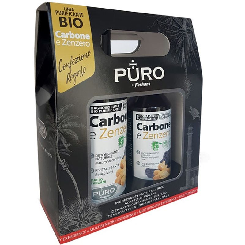 Forhans Puro Gift Collection Carbone E Zenzero Shampoo Bio 250ml + Bagnoschiuma Bio 500ml-1