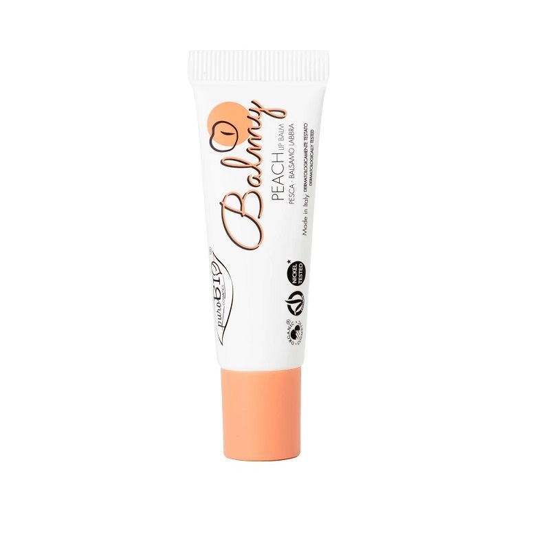 PuroBio Balmy Balsamo Labbra gusto Pesca colore rosa trasparente 10ml-1