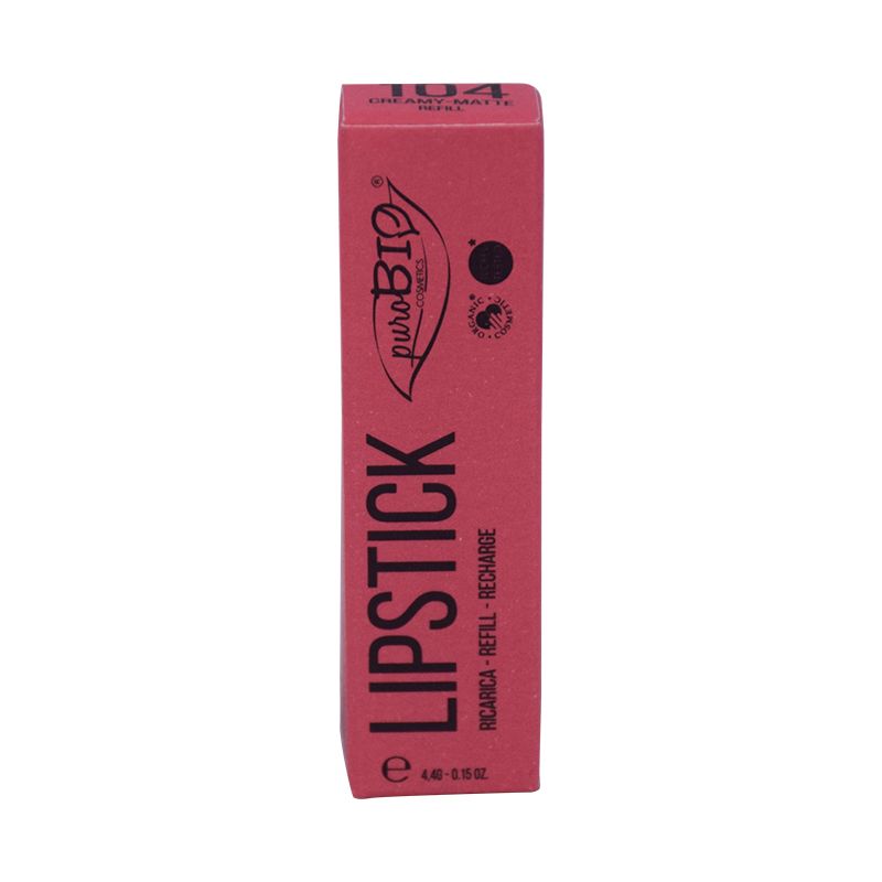 PuroBio Creamy Matte Lipstick ricarica rossetto semi opaco n.104 Rosa Pesca-1