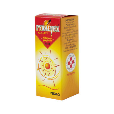 Pyralvex Soluzione Gengivale 0,5% + 0,1% flacone 10ml-2