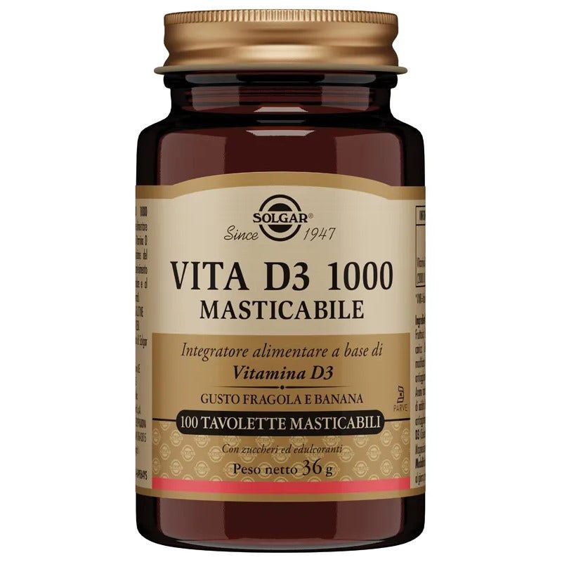 Solgar Vita D3 1000 100 tavolette masticabili-1