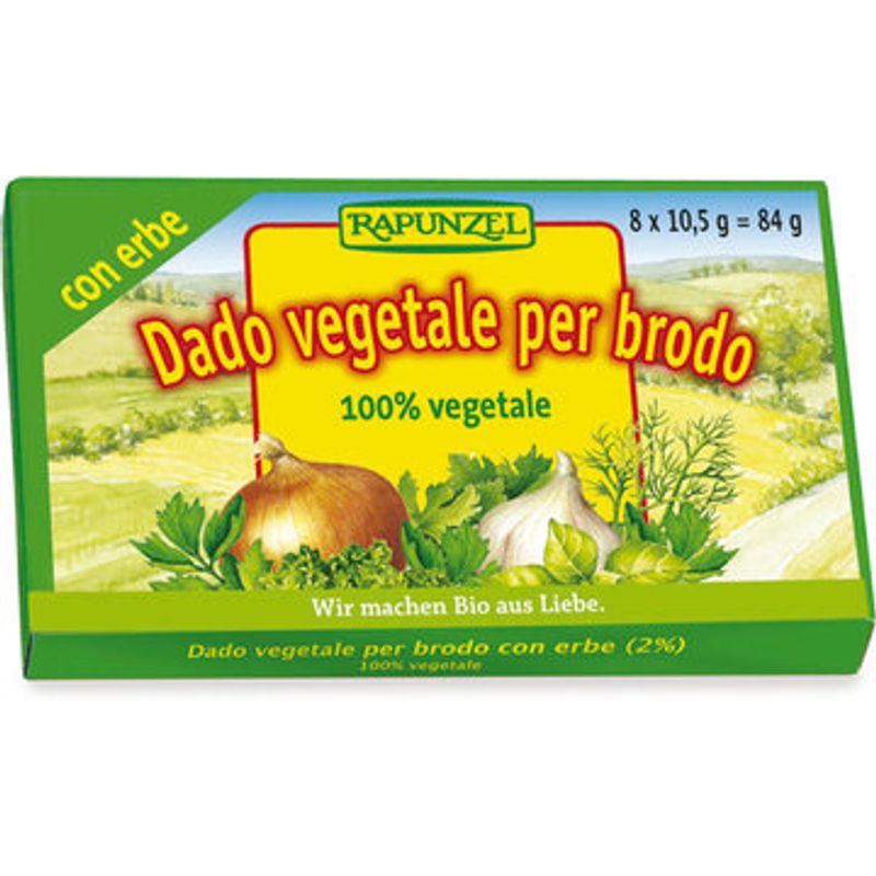Rapunzel Dado Biologico vegetale per brodo con erbe 8 pezzi da 10,5g ciascuno-1