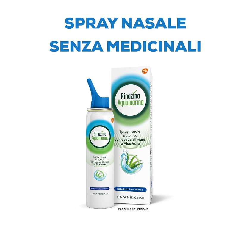 Rinazina Aquamarina Spray Nasale Isotonico Intenso Lavaggio Nasale Acqua Di Mare E Aloe Vera 100ml-2