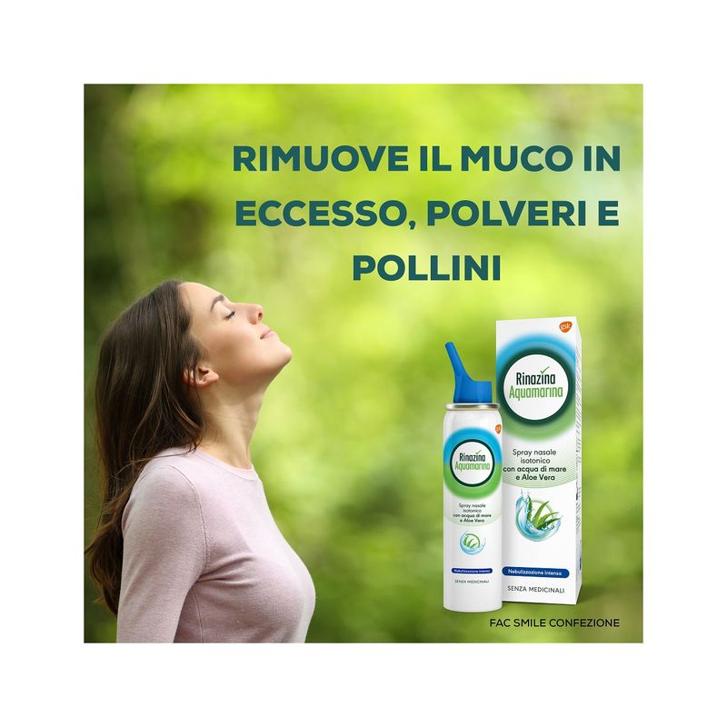 Rinazina Aquamarina Spray Nasale Isotonico Intenso Lavaggio Nasale Acqua Di Mare E Aloe Vera 100ml-5
