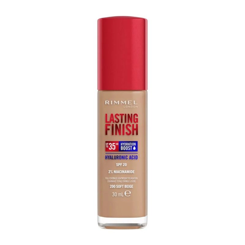 Rimmel Fondotinta Lasting Finish 35h Con Acido Ialuronico 200 Soft Beige 30ml-1