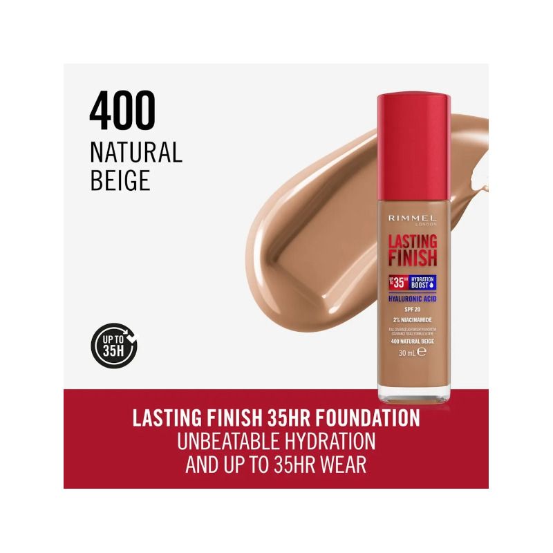 Rimmel Fondotinta Lasting Finish 35h Con Acido Ialuronico 400 Natural Beige 30ml-4