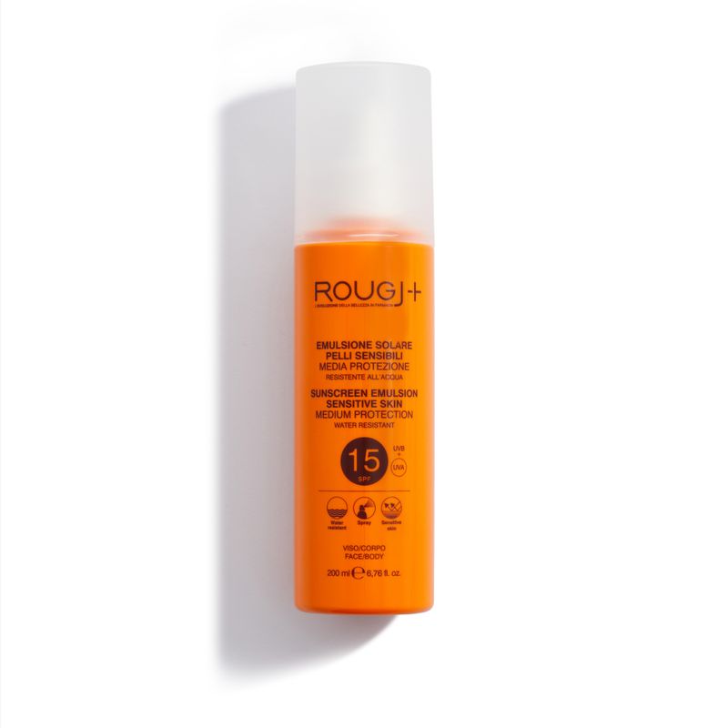 Rougj Emulsione Solare SPF15 Protezione media viso e corpo per pelli sensibili spray 200ml-1