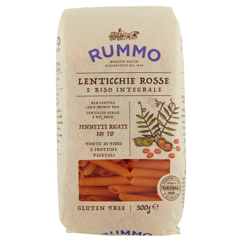 Rummo Pennette Rigate n.70 alle lenticchie rosse e riso integrale senza glutine 300g-1