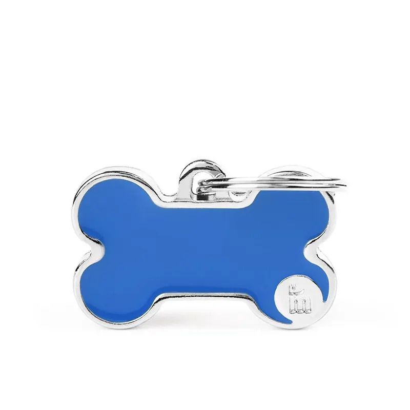 Medaglietta Per Cani E Gatti Personalizzata Osso Piccolo Blu-1