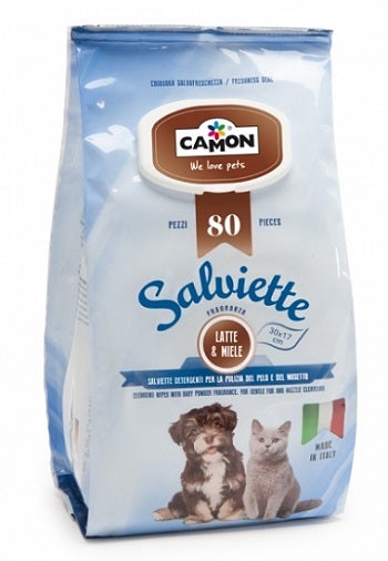 Camon Salviette Detergenti Per Cani E Gatti Latte E Miele 80 Pezzi-1