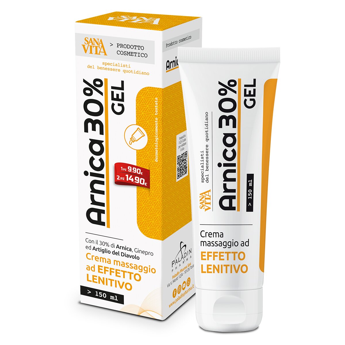 Sanavita Gel Arnica 30% crema massaggio ad effetto lenitivo 150ml-2
