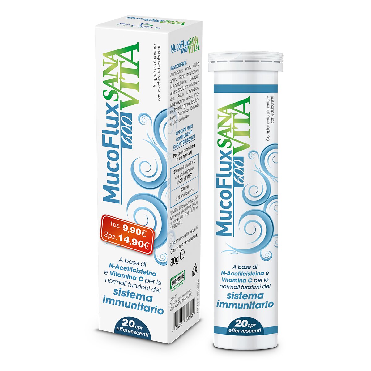 Sanavita Mucoflux 600 20 Capsule Effervescenti-2