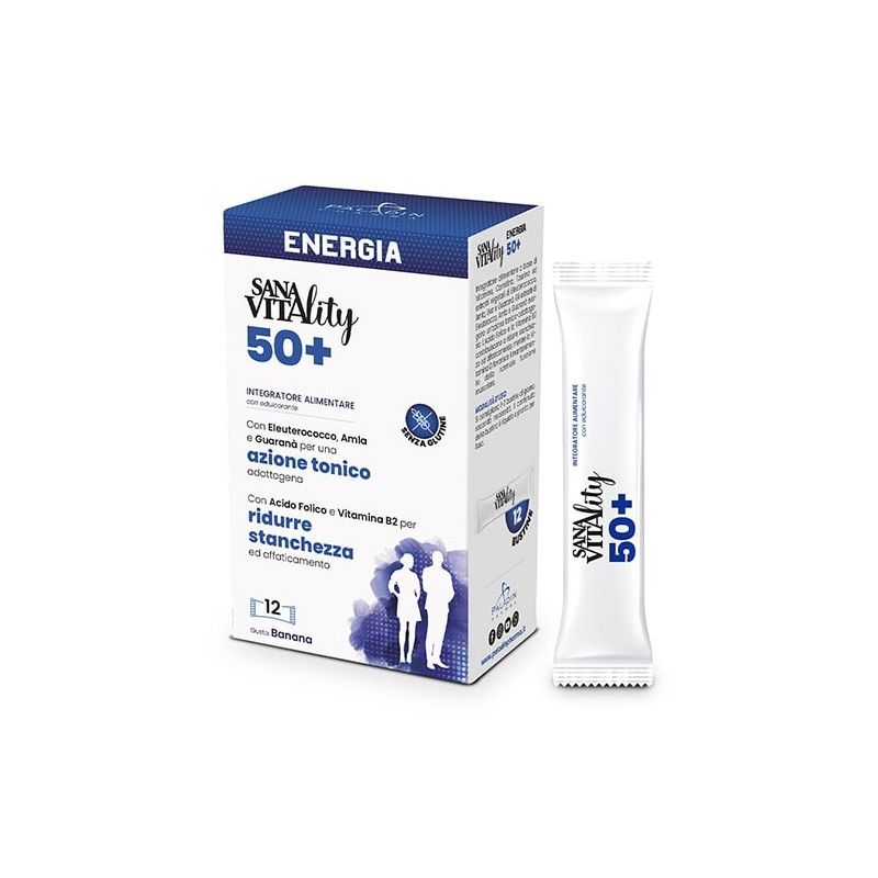 SanaVitality Energia 50+ integratore alimentare ad azione tonica 12 stick gusto banana-1
