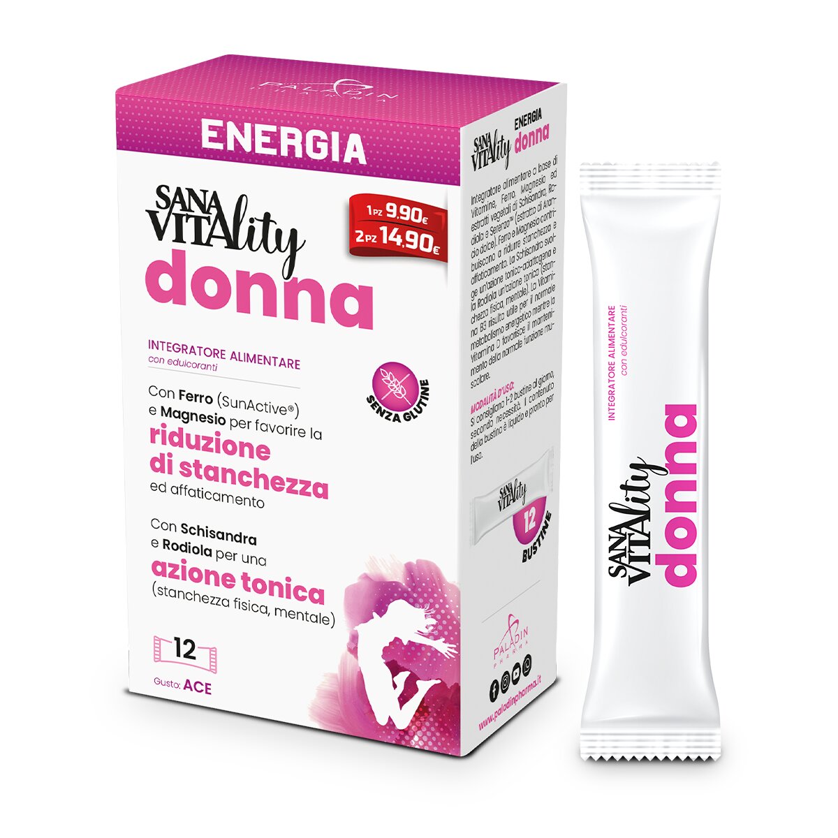 Sanavitality Donna integratore alimentare per ridurre la stanchezza gusto ACE 12 stick-2
