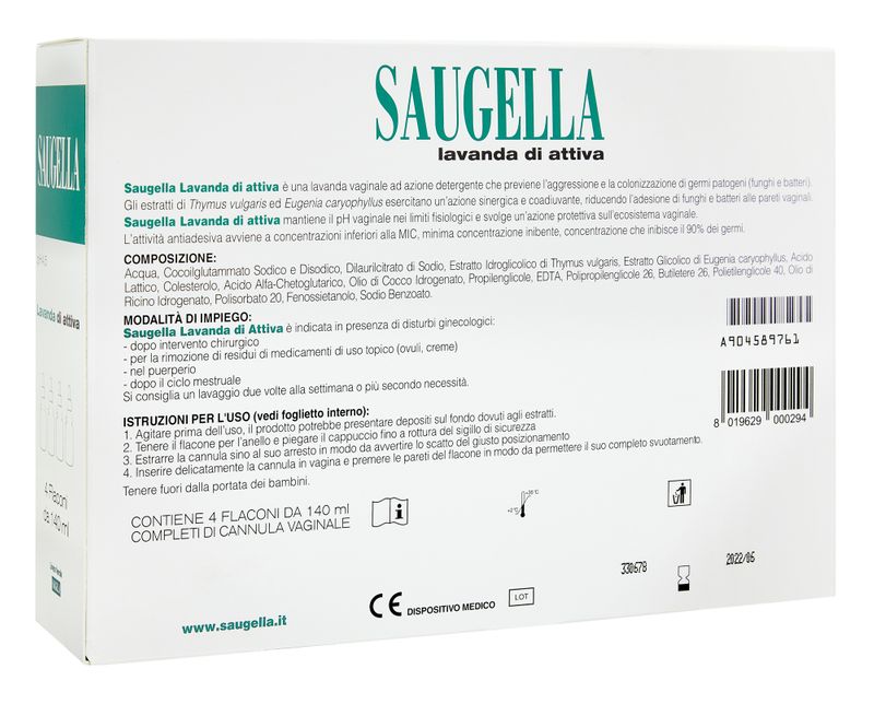 Saugella pH 4,5 Lavanda Attiva 4 flaconi da 140ml-3