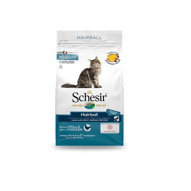 Schesir Hairball Crocchette Per Boli Di Pelo Gatti Adulti Ricco In Pollo Sacco 400 g-1