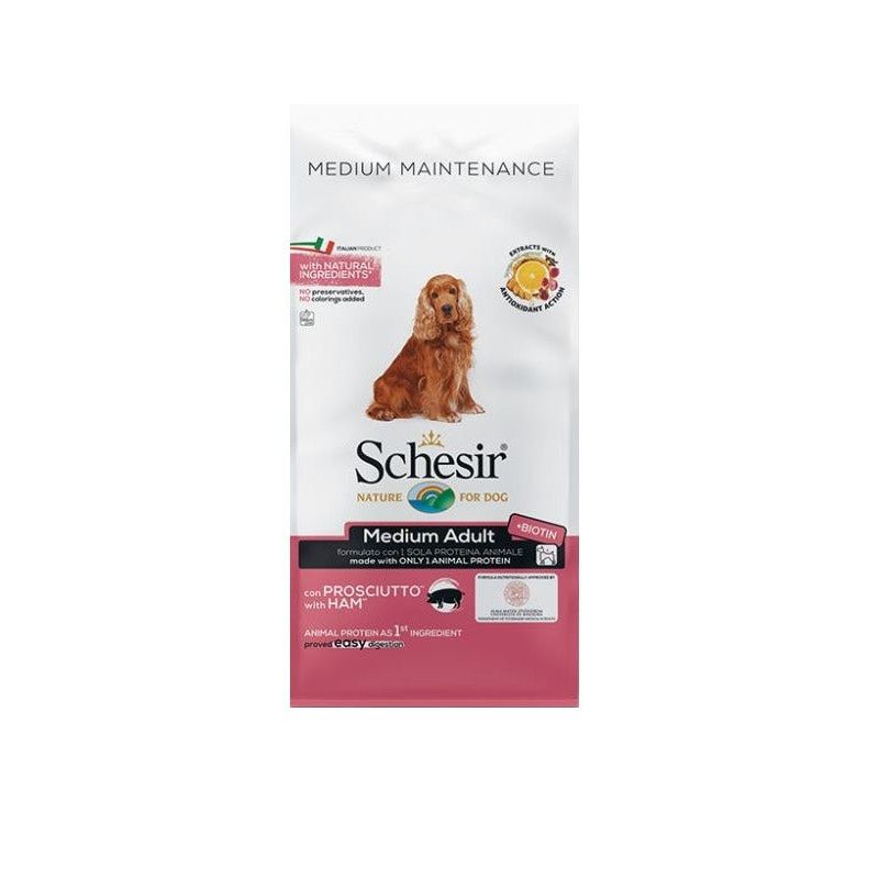 Schesir Prosciutto Cibo Secco Cani Adulti Taglia Media Sacco 12 Kg-1