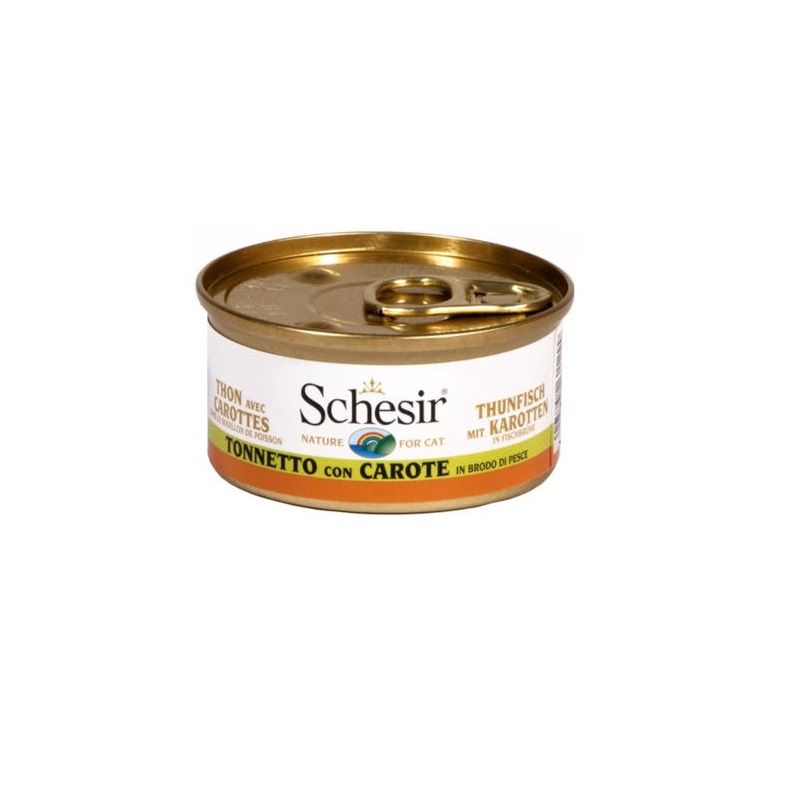 Schesir Tonnetto Con Carote Lattina Cibo Umido Gatto Adulto 70g-1