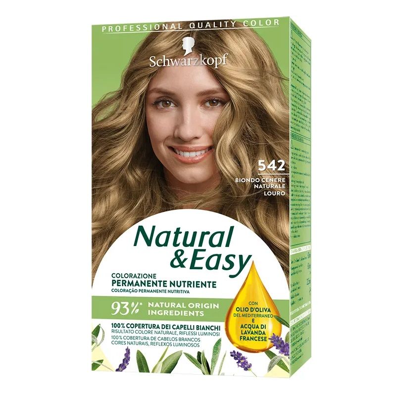 Schwarzkopf Natural & Easy colorazione permanente nutriente 542 Biondo Cenere Naturale-1