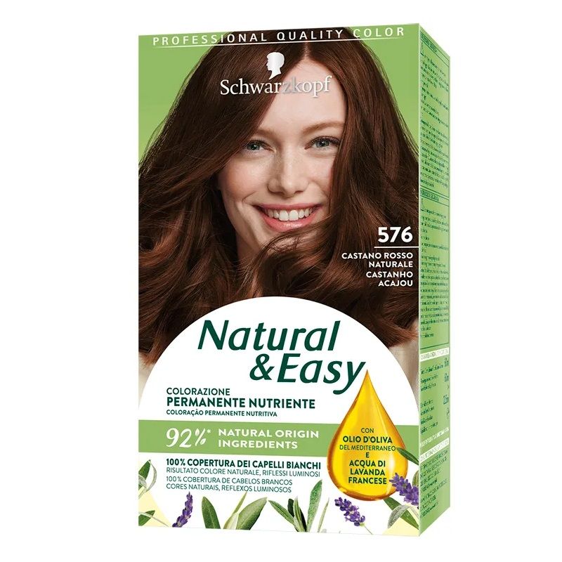 Schwarzkopf Natural & Easy colorazione permanente nutriente 576 Castano Rosso Naturale-1