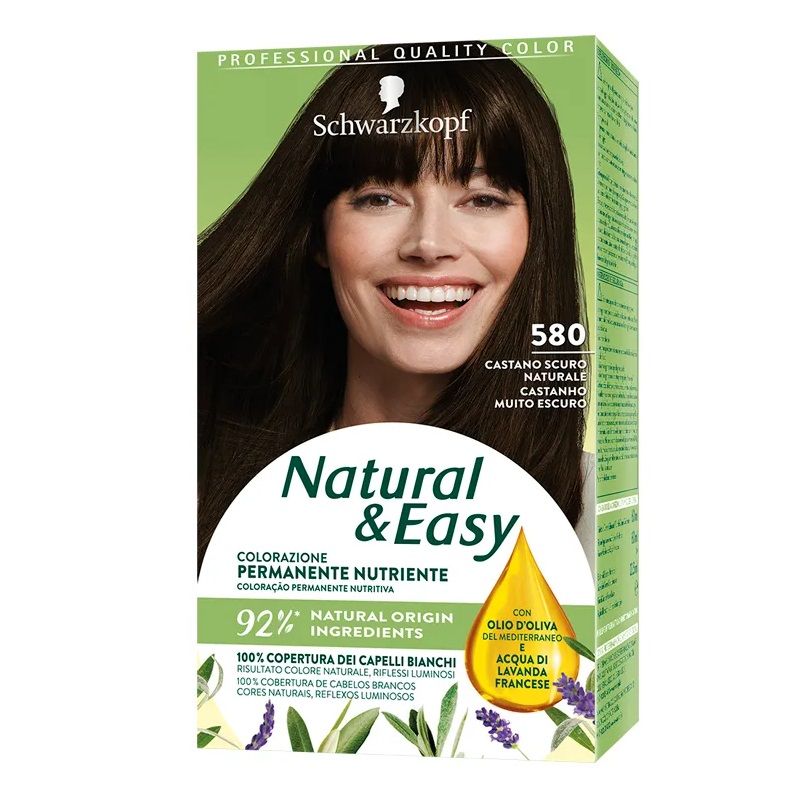 Schwarzkopf Natural & Easy colorazione permanente nutriente 580 Castano Scuro Naturale-1