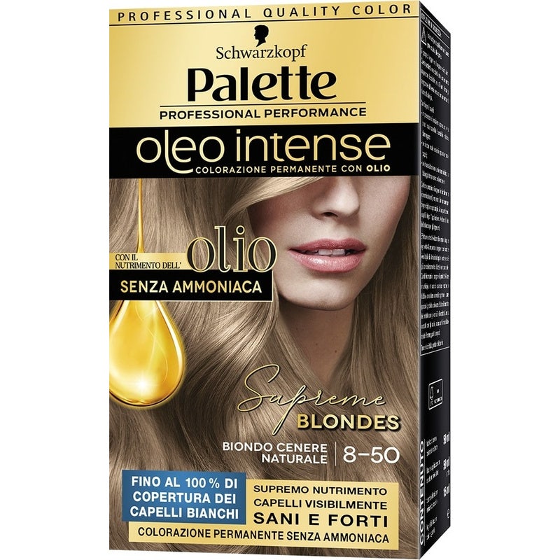Schwarzkopf Palette Oleo Intense Colorazione Permanente 8-50 Biondo Cenere Naturale 173g-1