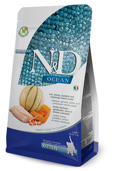 Farmina N&D Ocean Merluzzo E Gamberetto Gatti Cuccioli Sacco 1,5kg-1