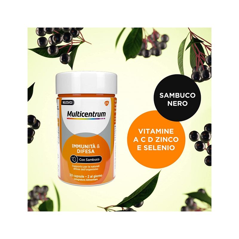 Multicentrum Immunità & Difesa Con Sambuco Integratore Alimentare Vitamina C Difese Immunitarie 30 C-2