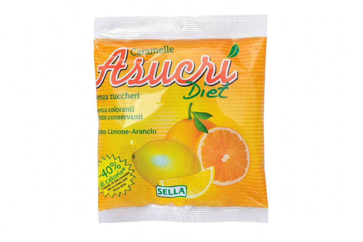 Asucri Diet Caramelle Senza zucchero gusto arancia e limone 40g-2