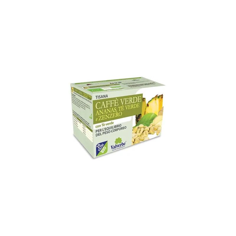 Valverbe Tisana Caffè Verde Ananas Tè Verde Zenzero 20 Bustine-1