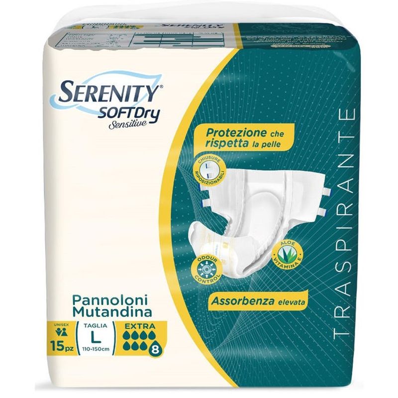 Serenity Soft Dry Sensitive Pannolone Mutandina Extra Taglia L 15 Pezzi-1